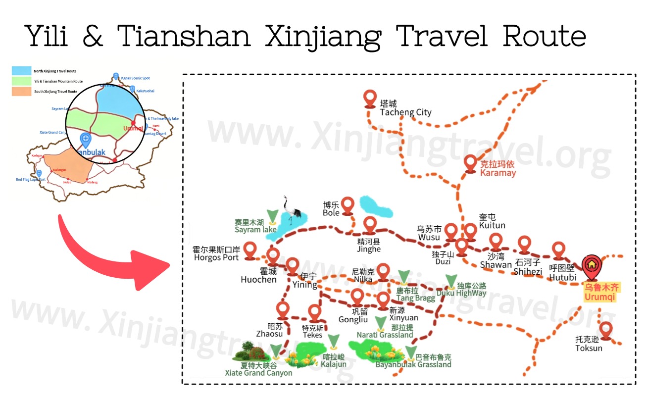 Yili tianshan xinjiang travel route.jpg